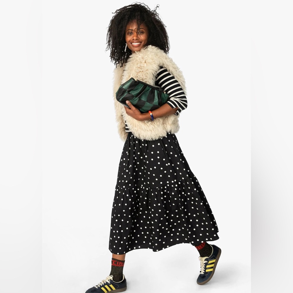 Clare V Black Polka Dot Maxi Skirt
